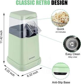 img 1 attached to 🍿 Hot Air Popper Popcorn Maker: Oil-Free, Easy to Use Classic Retro Electric Machine for Home Movie Nights - 3 Min Fast & 8 Cup Capacity