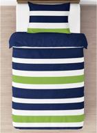 🛏️ navy blue lime green and white stripe 4 piece teen boys twin bedding set collection: stylish and vibrant bedding for trendy teens logo