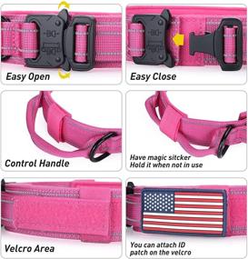 img 2 attached to Enhanced Visibility Reflective Dog Collar with Tactical Design - Ideal for Small Medium 🐶 Large Dogs, German Shepherds - Heavy Duty Collars with Handle, Metal Buckle, and Two Patches