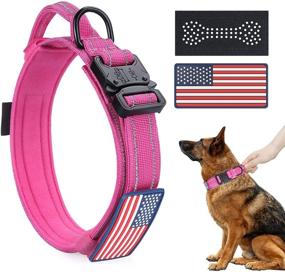 img 4 attached to Enhanced Visibility Reflective Dog Collar with Tactical Design - Ideal for Small Medium 🐶 Large Dogs, German Shepherds - Heavy Duty Collars with Handle, Metal Buckle, and Two Patches