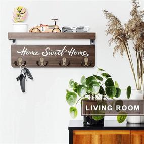 img 2 attached to 🔑 Stylish and Functional: Rustic Wooden Wall-Mounted Key and Mail Holder with 4 Double Hooks by Buways