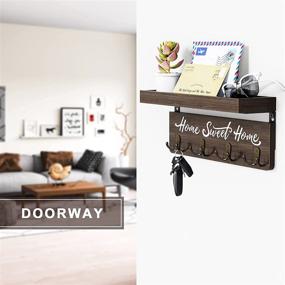 img 3 attached to 🔑 Stylish and Functional: Rustic Wooden Wall-Mounted Key and Mail Holder with 4 Double Hooks by Buways