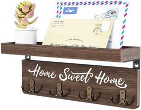 img 4 attached to 🔑 Stylish and Functional: Rustic Wooden Wall-Mounted Key and Mail Holder with 4 Double Hooks by Buways