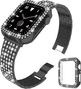 img 3 attached to QVLANG Bling Series Apple Watch Band with Diamond Rhinestone Case - Stainless Steel Metal Bracelet Strap for iWatch Series 6/5/4/3/2/1/SE (38mm/40mm/42mm/44mm) - Women's Fashion