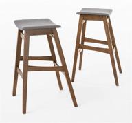 🪑 contemporary dark grey bar stools: christopher knight home emmaline fabric / walnut finish, 2-piece set логотип