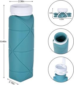 img 3 attached to 🍃 20oz SPECIAL MADE Collapsible Water Bottle | Leakproof & Lightweight Travel Bottle for Gym, Camping & Sports | BPA Free Silicone Foldable | Dark Green + Grey 2nd version