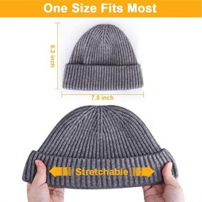 img 3 attached to 🧢 Stylish and Warm 3 Pack Men's Wool Fisherman Beanies: Short Knit Watch Cap Cuffed Trawler Hats at Your Service