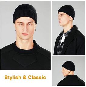 img 1 attached to 🧢 Stylish and Warm 3 Pack Men's Wool Fisherman Beanies: Short Knit Watch Cap Cuffed Trawler Hats at Your Service
