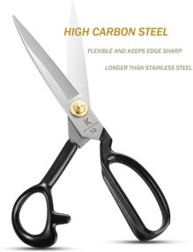 img 2 attached to 🔪 10 Inch Sewing Scissors - Fabric Dressmaking Shears for Tailors and Dressmakers | Heavy Duty High Carbon Steel | Right-Handed | Ideal for Cutting Fabric, Leather, Paper, and Raw Materials