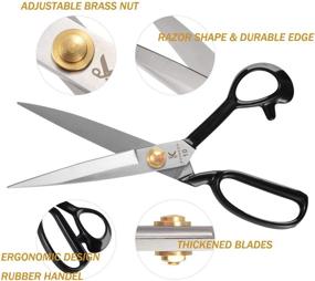 img 3 attached to 🔪 10 Inch Sewing Scissors - Fabric Dressmaking Shears for Tailors and Dressmakers | Heavy Duty High Carbon Steel | Right-Handed | Ideal for Cutting Fabric, Leather, Paper, and Raw Materials