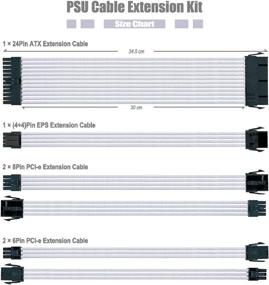 img 3 attached to Улучшенный набор белых удлинительных кабелей ABNO1 + расчески - длина 11,45 дюйма - кабели-удлинители питания ATX 24-контактный, 8-контактный, 6-контактный