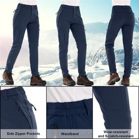 img 1 attached to 👖 Waterproof Fleece Lined Outdoor Cargo Pants for Snow Hiking and Skiing - Women's Softshell Winter Warm Pants with Zipper Pockets