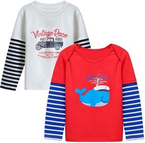 img 4 attached to 👕 Boys Shirt Tops 2-Piece Bundle: Round Neck Shirts in Red, White, Yellow, Blue - Sizes 1-7 Years