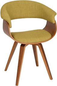 img 3 attached to Armen Living Summer Chair in Green Fabric with Walnut Wood Finish - Elevate Comfort and Style