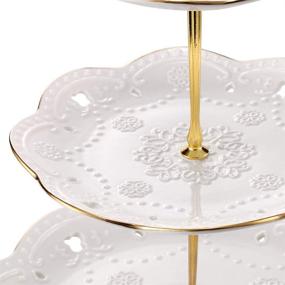 img 1 attached to 🧁 BonNoces 3-Tier Porcelain Embossed Cupcake Stand