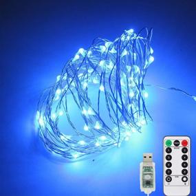 img 4 attached to 🎄 Areskey Blue Christmas Lights, 33ft 100 LED Fairy Lights, Blue Rope String Lights for Indoor Outdoor, Bedroom, Garden, USB Powered with 8 Modes Remote Control, Waterproof Starry Lights Decoration