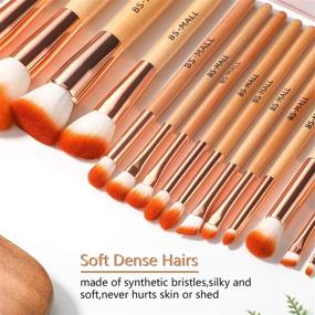 img 1 attached to 💄 Premium BS-MALL Makeup Brush Set: 15 Pcs Wooden Brushes for Eyeshadow, Lip, and Foundation