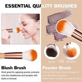 img 3 attached to 💄 Premium BS-MALL Makeup Brush Set: 15 Pcs Wooden Brushes for Eyeshadow, Lip, and Foundation