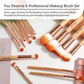 img 2 attached to 💄 Premium BS-MALL Makeup Brush Set: 15 Pcs Wooden Brushes for Eyeshadow, Lip, and Foundation