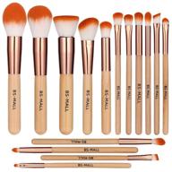 💄 premium bs-mall makeup brush set: 15 pcs wooden brushes for eyeshadow, lip, and foundation logo