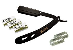 img 4 attached to 🔪 Premium Samurai CS-102 Matte Black Folding Straight Razor Shavette with 15 Astra Double Edge Razor Blades