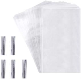 img 3 attached to 🛍️ 100 Cellophane Treat Bags - Perfect for Bakery, Popcorn, Cookies, Candies, and Desserts | 7X12in Big, Clear Plastic Bags with 100 Silver Twist Ties!