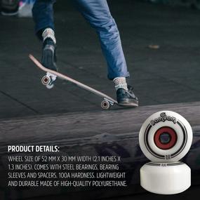 img 1 attached to 🛹 Premium 52mm Skateboard Wheels - Set of 4, White 2.1 inch Professional Grade Wheels with 100A Hardness