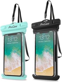 img 4 attached to 📱 ProCase Universal Waterproof Cellphone Dry Bag Pouch - 2 Pack, Green/Black - Fits iPhone 13 Pro Max, 13 Mini, 12, 11 Pro Max, Xs Max, XR, X, 8, 7, 6S Plus, SE, Samsung Galaxy S20 Ultra, S10, S9, S8/Note 10, 9, and More up to 7 Inches