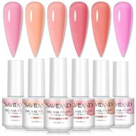 💅 saviland gel nail polish set - 6pcs pink nude gel polish set 7.5ml: soak off led gel nail kit for diy manicure at home, perfect women's gift logo