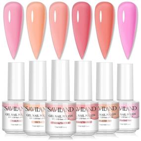 img 4 attached to 💅 Saviland Gel Nail Polish Set - 6PCS Pink Nude Gel Polish Set 7.5ML: Soak Off LED Gel Nail Kit for DIY Manicure at Home, Perfect Women's Gift