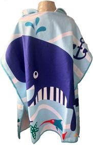 img 1 attached to 🦈 Полотенце-плед COZUMO для малышей с капюшоном для пляжа и ванны - Мягкое полотенце для пляжа с изображением акулы, пончо-плед для плавания в бассейне для мальчиков, подарок для детей от 1 до 7 лет, халат для ванны (Акула-2): Идеальное полотенце с капюшоном для любящих акул детей!