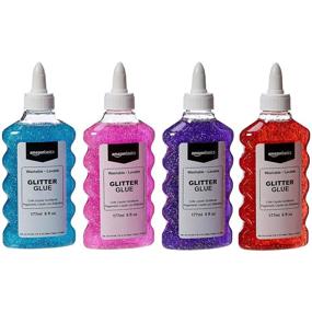 img 4 attached to 🎨 Amazon Basics Assorted Colors Liquid Washable Glitter Glue, 6 oz. Each, 4-Count - Purple, Pink, Red, Blue