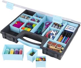 img 4 attached to 🎨 ArtBin Large Quick View Carrying Organizer, Portable Art & Craft Storage Case with Removable Bins, Handle, [1] Plastic Storage Container, Black/Aqua with Clear Lid, 0 Inches