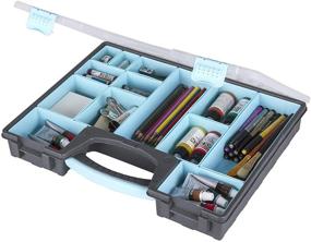 img 1 attached to 🎨 ArtBin Large Quick View Carrying Organizer, Portable Art & Craft Storage Case with Removable Bins, Handle, [1] Plastic Storage Container, Black/Aqua with Clear Lid, 0 Inches