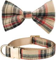 🐶 dashin' dogz plaid tartan bowtie dog collar with removable bow tie for male or female dogs, adjustable and comfortable, ideal pet gift logo