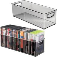 mdesign plastic video game organizer with handles - 2 pack - smoke gray logo