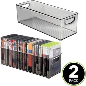 img 3 attached to mDesign Plastic Video Game Organizer with Handles - 2 Pack - Smoke Gray