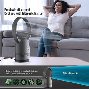 img 3 attached to 🌬️ Enhanced Air Purifier Fan - Mitcent Bladeless Fan with HEPA Filter, Efficiency in Capturing 99.97% of Smoke, Dust, Pollen, and Dander, 30 Inch Black