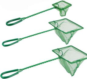 img 4 attached to Fine Mesh Green Aquarium Fish Net with Plastic Handle - Ideal for Catching Small Fish, Shrimp, Aquatic Plants in Fish Tanks and Bowls - DAGUANZHI