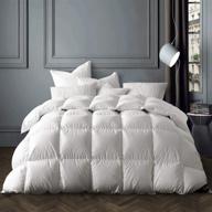 globon winter white goose down comforter queen size: 100% cotton shell, corner tabs, 50 oz down duvet insert - white logo