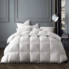 img 4 attached to Globon Winter White Goose Down Comforter Queen Size: 100% Cotton Shell, Corner Tabs, 50 OZ Down Duvet Insert - White