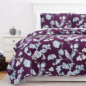 img 1 attached to 🛏️ Premium Quality Oversized Quilt Cover Set - King / California King, Purple - Early Spring Collection: Soft, Wrinkle & Fade Resistant, Easy Case, Includes 1 Quilt Set and 2 Shams