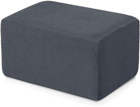 img 4 attached to 🪑 subrtex Stretch Storage Ottoman Slipcover Protector - Oversized Grey Spandex Elastic Rectangle Footstool Sofa Slip Cover for Foot Rest Stool Furniture in Living Room (XL)