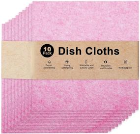 img 4 attached to 🧼 Soft Microfiber Kitchen Towels – Eco-Friendly, Absorbent, and Reusable – 10 Pack, Assorted Sizes and Colors (Pink, 12x12 Inch)