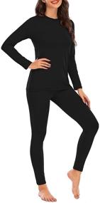 img 3 attached to 👚 Womens Fleece Lined Thermal Underwear Set - Ultra Soft Long Johns Top Bottom Lounge Set for Winter Base Layer