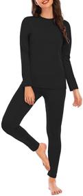 img 4 attached to 👚 Womens Fleece Lined Thermal Underwear Set - Ultra Soft Long Johns Top Bottom Lounge Set for Winter Base Layer