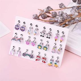 img 3 attached to 👂 Hypoallergenic Clip-on Earrings: Bevan's Adorable Animal-themed Dangle Earrings for Girls