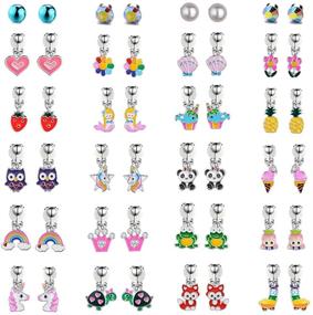 img 4 attached to 👂 Hypoallergenic Clip-on Earrings: Bevan's Adorable Animal-themed Dangle Earrings for Girls