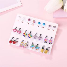 img 2 attached to 👂 Hypoallergenic Clip-on Earrings: Bevan's Adorable Animal-themed Dangle Earrings for Girls