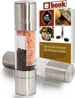 enhance your culinary experience: the original spicecrafts salt and pepper grinder 🧂 set with stainless steel design, recipe ebook & guide, and dual ceramic grinders logo